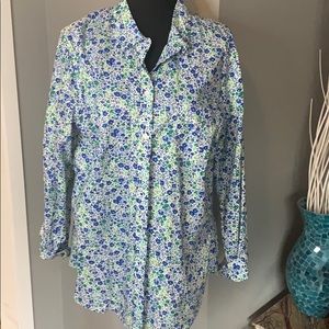 Old Navy Blue & Green Floral Button Down